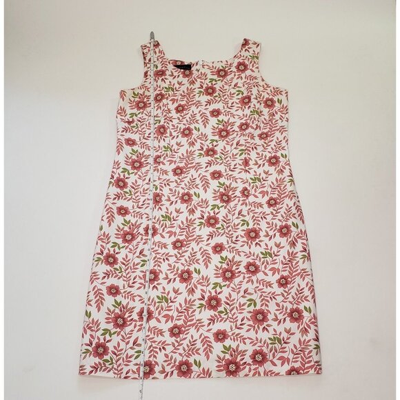 Charter Club Sheath Dress Women's Size 10 Cotton Pink Poppy Floral Zipper VTG - Picture 5 of 16